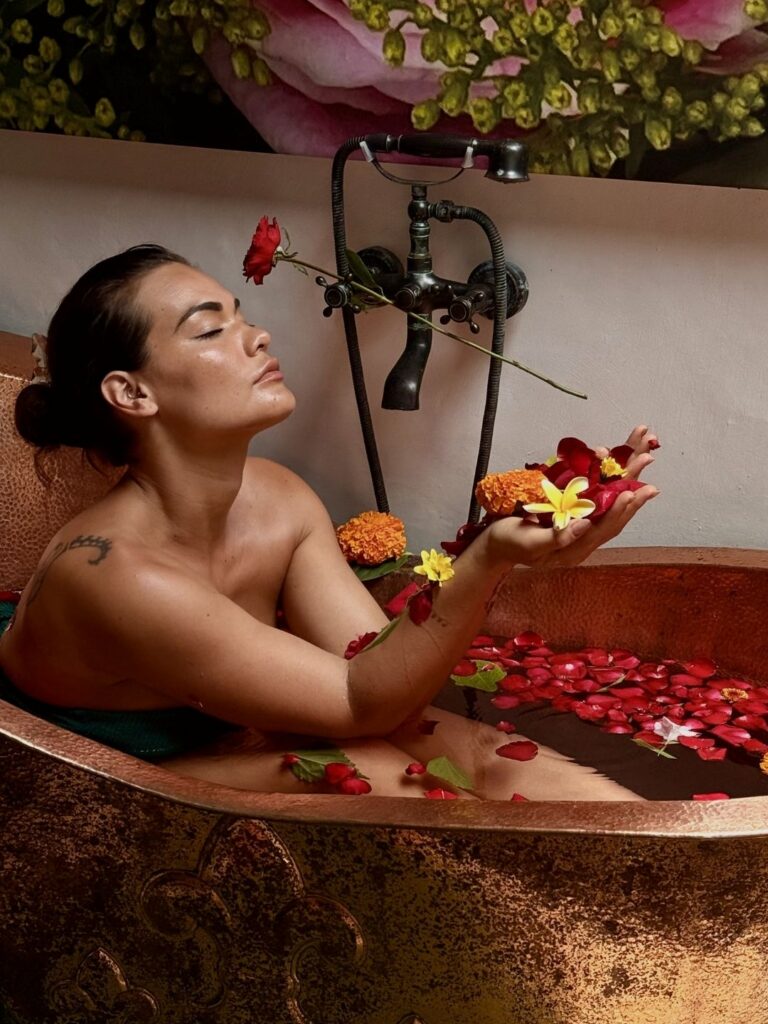 Solo woman celebrating herself at private luxury retreat in Ubud Bali — 11:11 Bali Retreats, the sanctuary for women